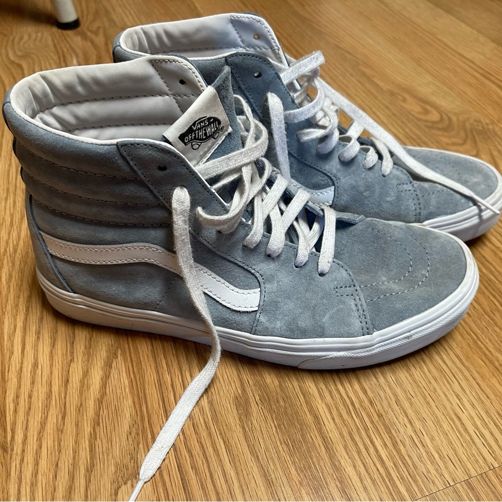 Vans Light Blue and White High-Top Sneakers size 10